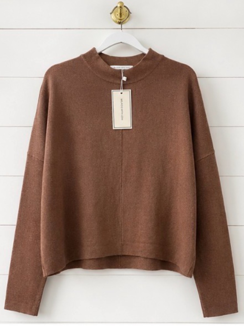 Melrose with Love Cocoa Brown Relaxed Crewneck Sweater